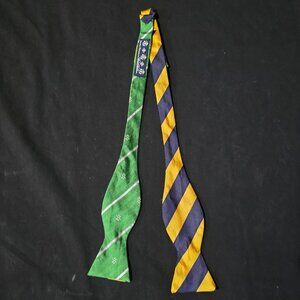 Social Primer for Brooks Brothers 2 Sd Silk Adj. Bowtie Blue Gold/Green BB